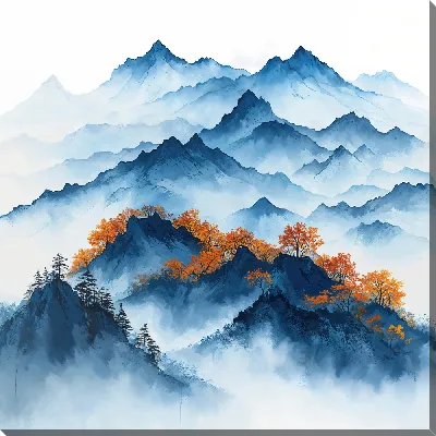 Картина маслом Туман в горах №34