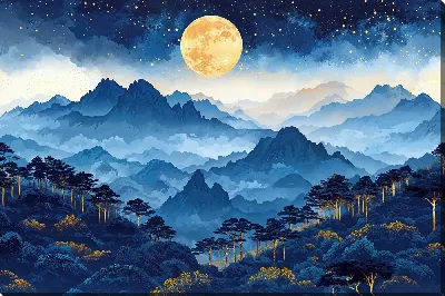 Картина маслом Туман в горах №35