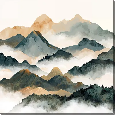 Картина маслом Туман в горах №37