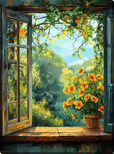 Картина маслом Открытое окно №4