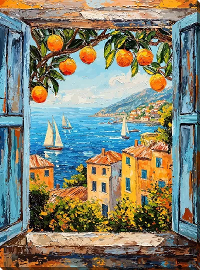 Картина маслом Открытое окно с видами на Италию