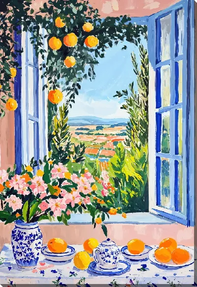 Картина маслом Натюрморт у открытого окна