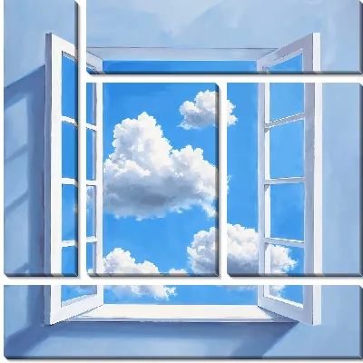 Модульная картина Открытое окно с видом на небо и облака