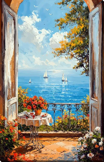 Картина маслом Распахнутое окно №3