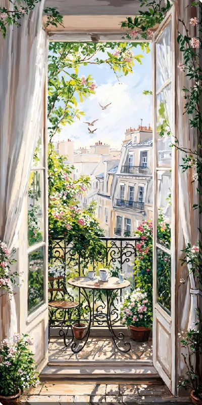 Картина маслом Распахнутое окно Парижа