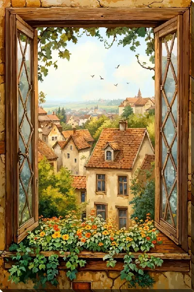 Картина маслом Распахнутое окно №9