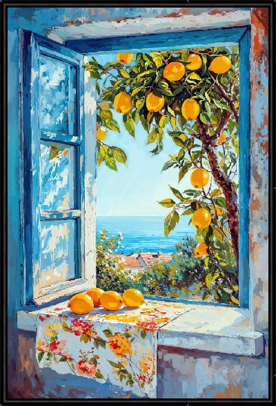 Картина Распахнутое окно и лимоны