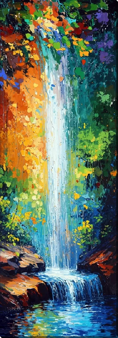 Картина маслом Водопад в арт стиле