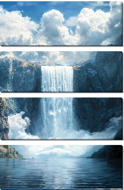 Модульная картина Водопад пенный