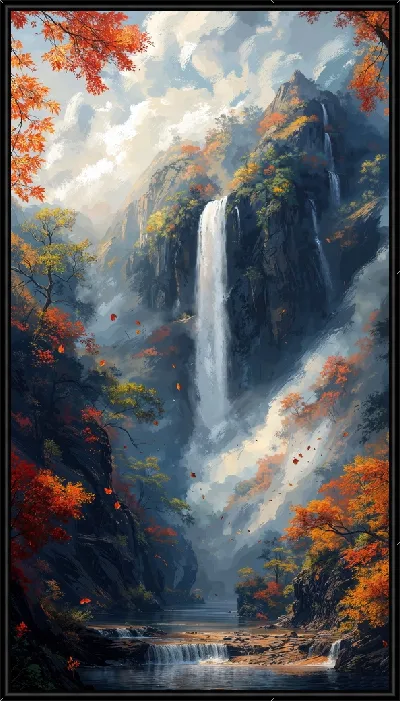 Картина Водопад и горы №19
