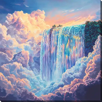 Картина маслом Разноцветный водопад