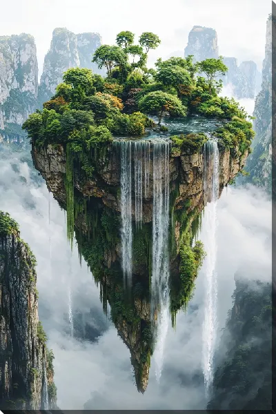 Картина маслом Водопад и горы №30