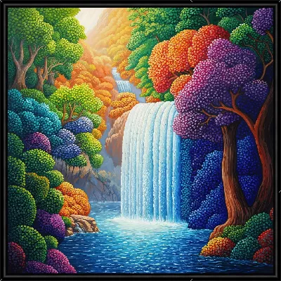 Картина Водопад и яркие деревья