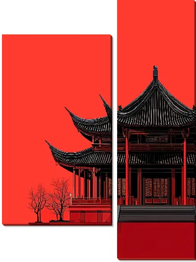 Модульная картина Красный Китай