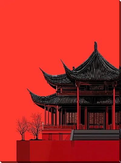 Картина маслом Красный Китай