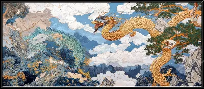 Картина Золотой дракон в полёте