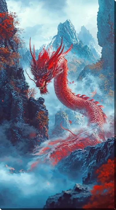 Картина маслом Красный дракон