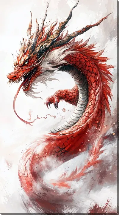 Картина маслом Большой красный дракон