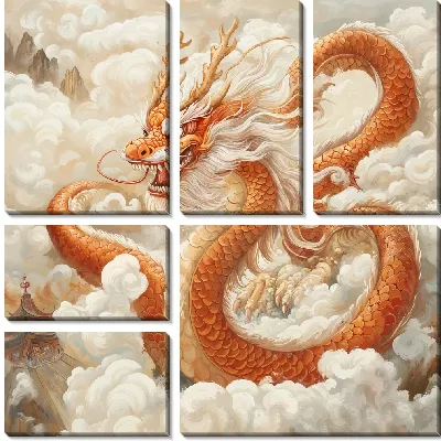 Модульная картина Японский дракон