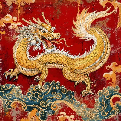 Плакат Золотой дракон