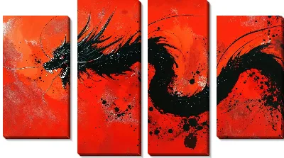 Модульная картина Черный дракон