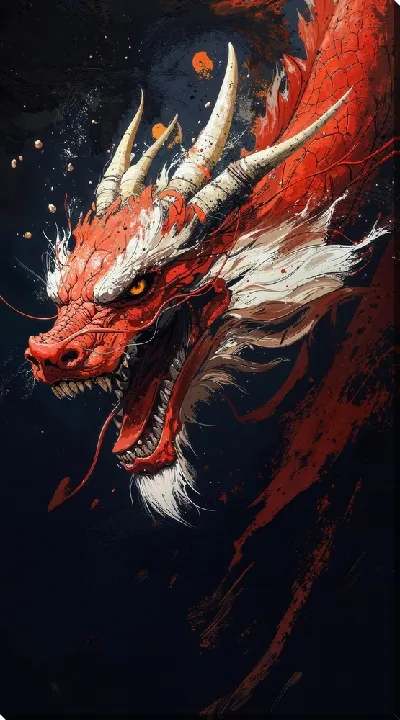Картина маслом Великий красный дракон