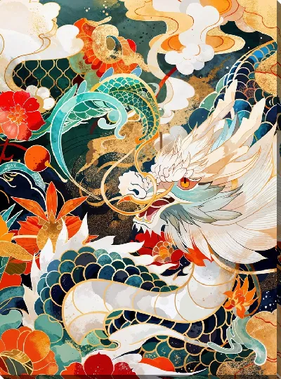 Картина маслом Белый дракон