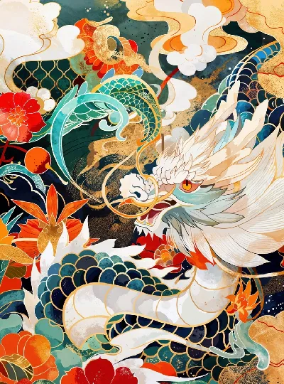 Плакат Белый дракон