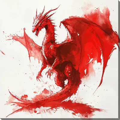 Картина маслом Большой и красный дракон