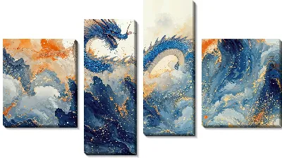 Модульная картина Синий дракон