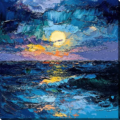Картина маслом Море ночью №1
