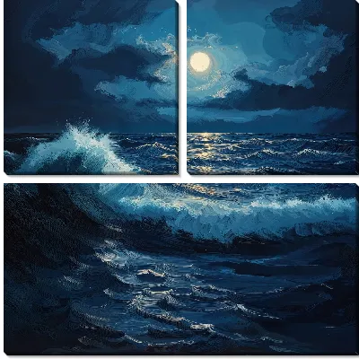 Модульная картина Море ночью №3