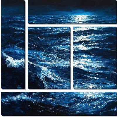 Модульная картина Море ночью №4