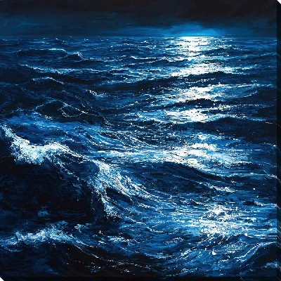 Картина маслом Море ночью №4