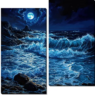 Модульная картина Море ночью №5