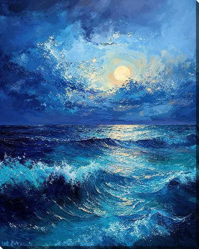 Картина маслом Море ночью №6