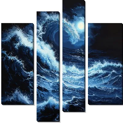 Модульная картина Море ночью №7