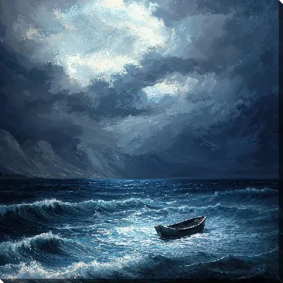 Картина маслом Море ночью №12