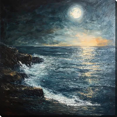 Картина маслом Море ночью №13