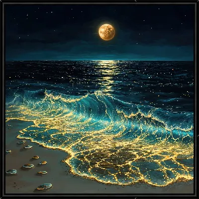 Картина Море ночью и светящийся планктон