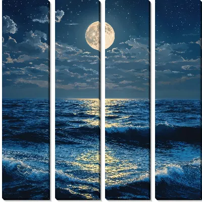 Модульная картина Луна и ночное море