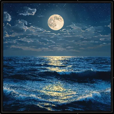 Картина Луна и ночное море