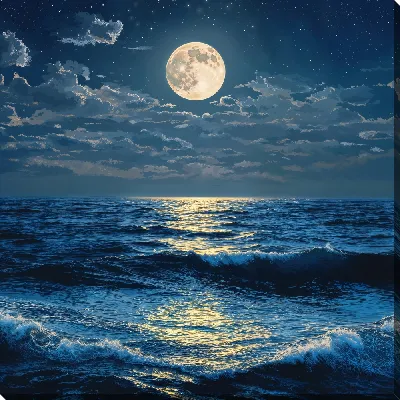 Постер Луна и ночное море