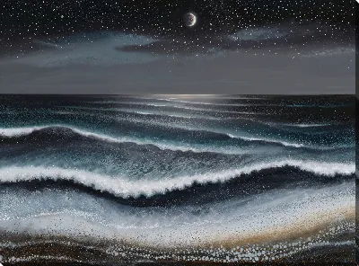 Картина маслом Море ночью №23