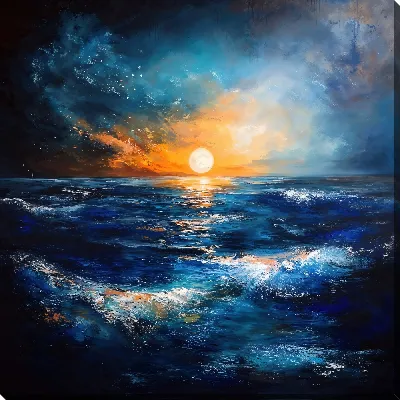 Картина маслом Море ночью №28