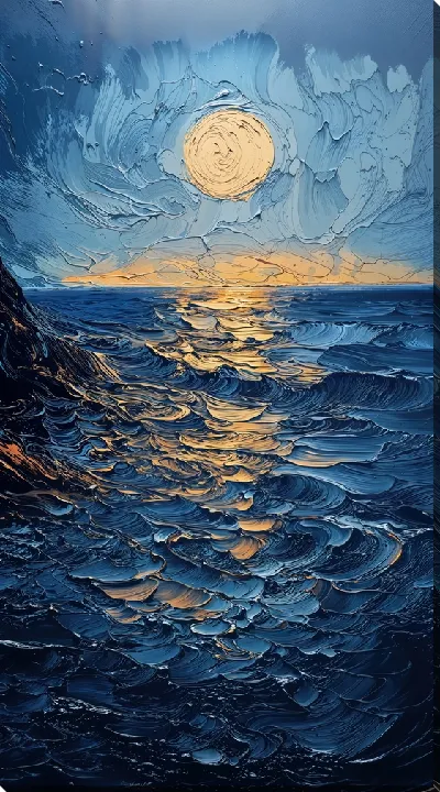 Постер Луна над морем ночью