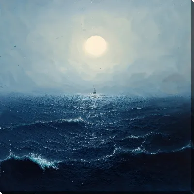 Картина маслом Море ночью №34