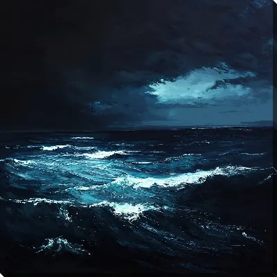 Картина маслом Море ночью №46