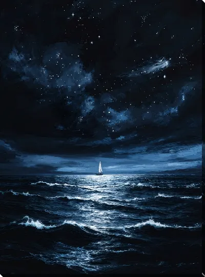 Картина маслом Море ночью №72