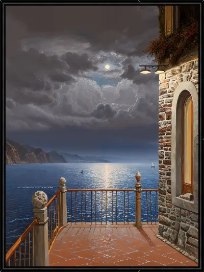 Картина Балкон с видом на ночное море